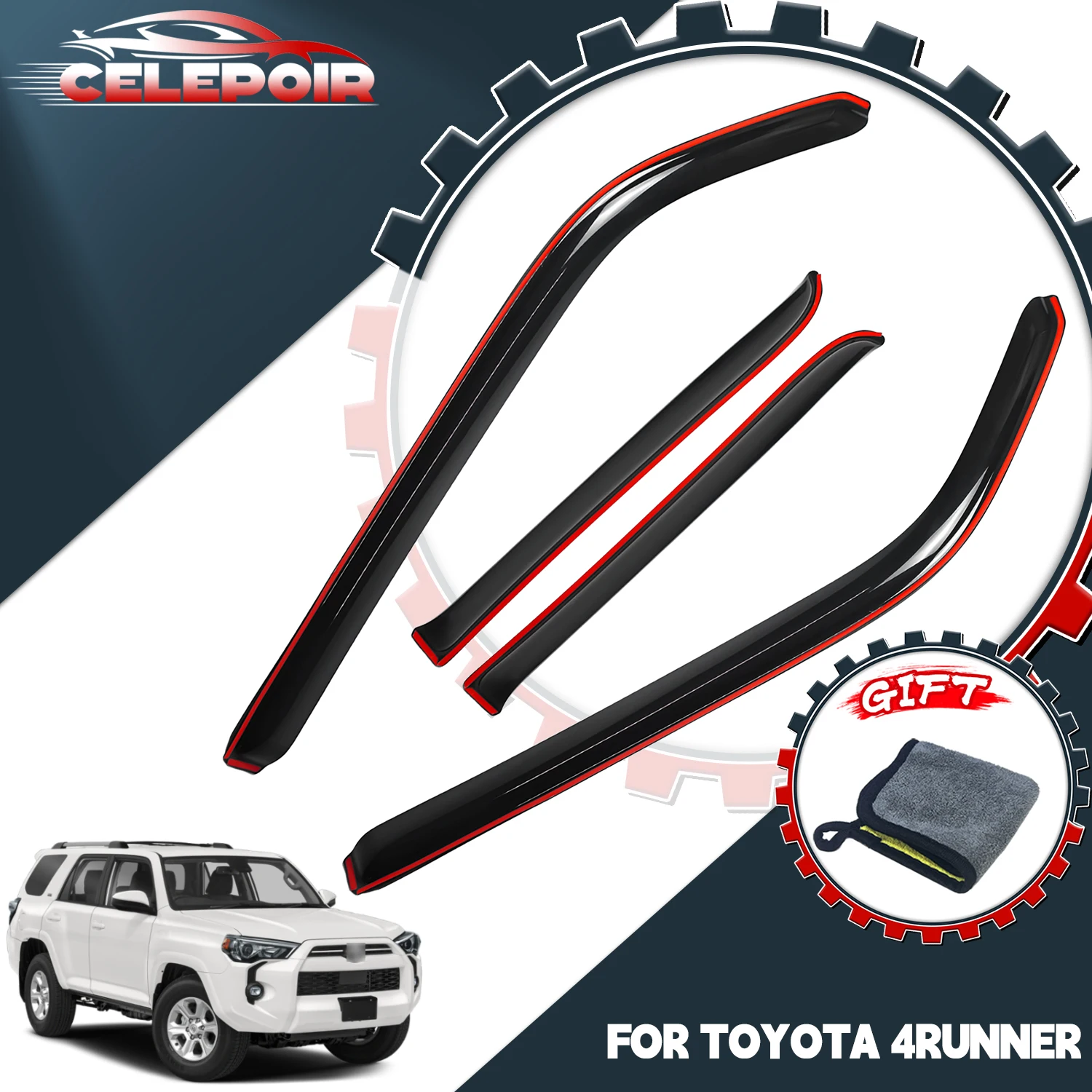 

Для Toyota 4Runner 2010-2024: Внутренние ветровики (дефлекторы) на окна, защита от солнца и дождя