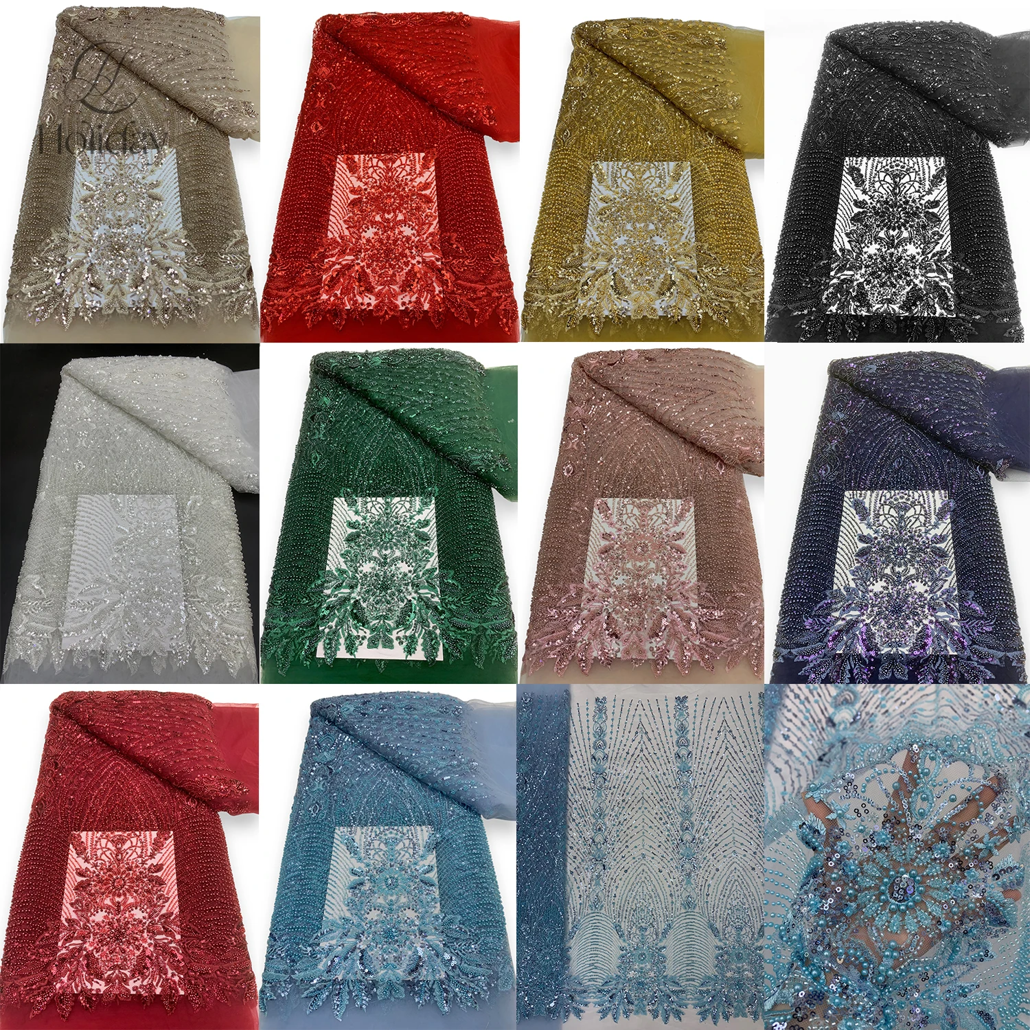 5Y/piece New Arrival! High - quality Beaded Sequin Fabric with Intricate Patterns for Fashion and Decor​