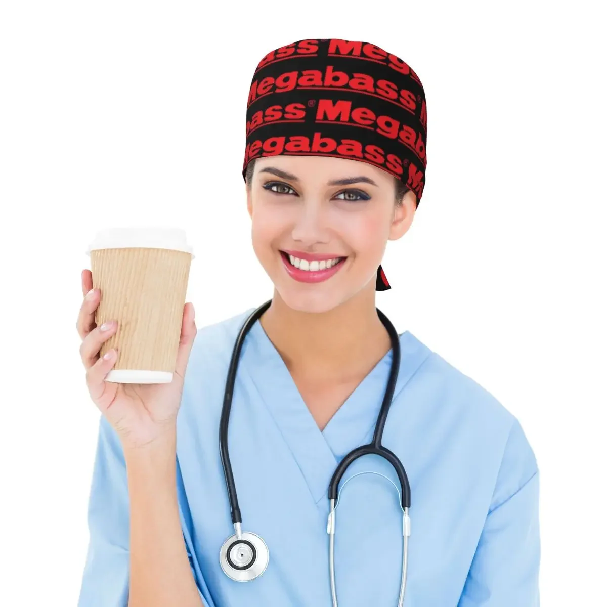 Megabass Holograph Speakers Logo Scrub Hat Doctor Working Surgical Cap Men Women Adjustable Nursing Caps for Dentist