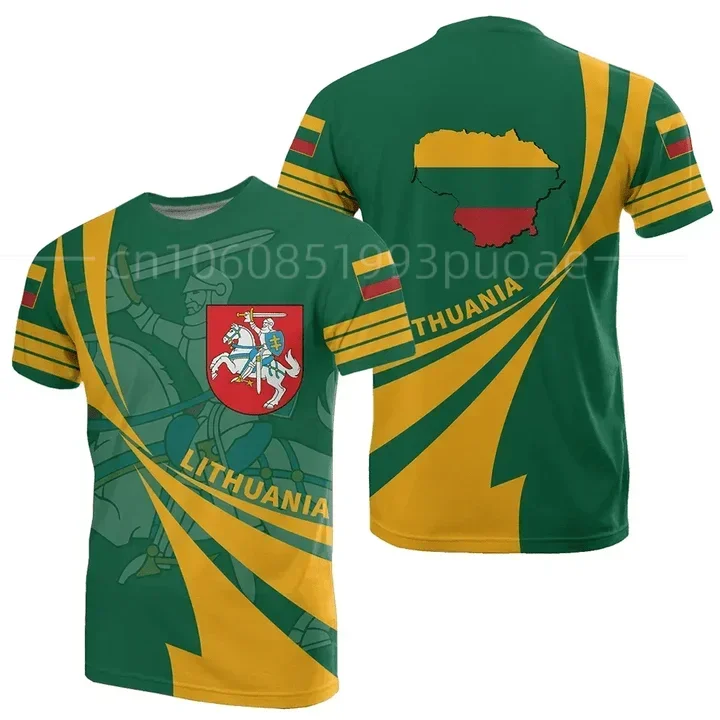 2024 New Lithuanian Love Country Flag 3D Printed High Quality T-shirt Summer Round Neck Men Female Casual Top