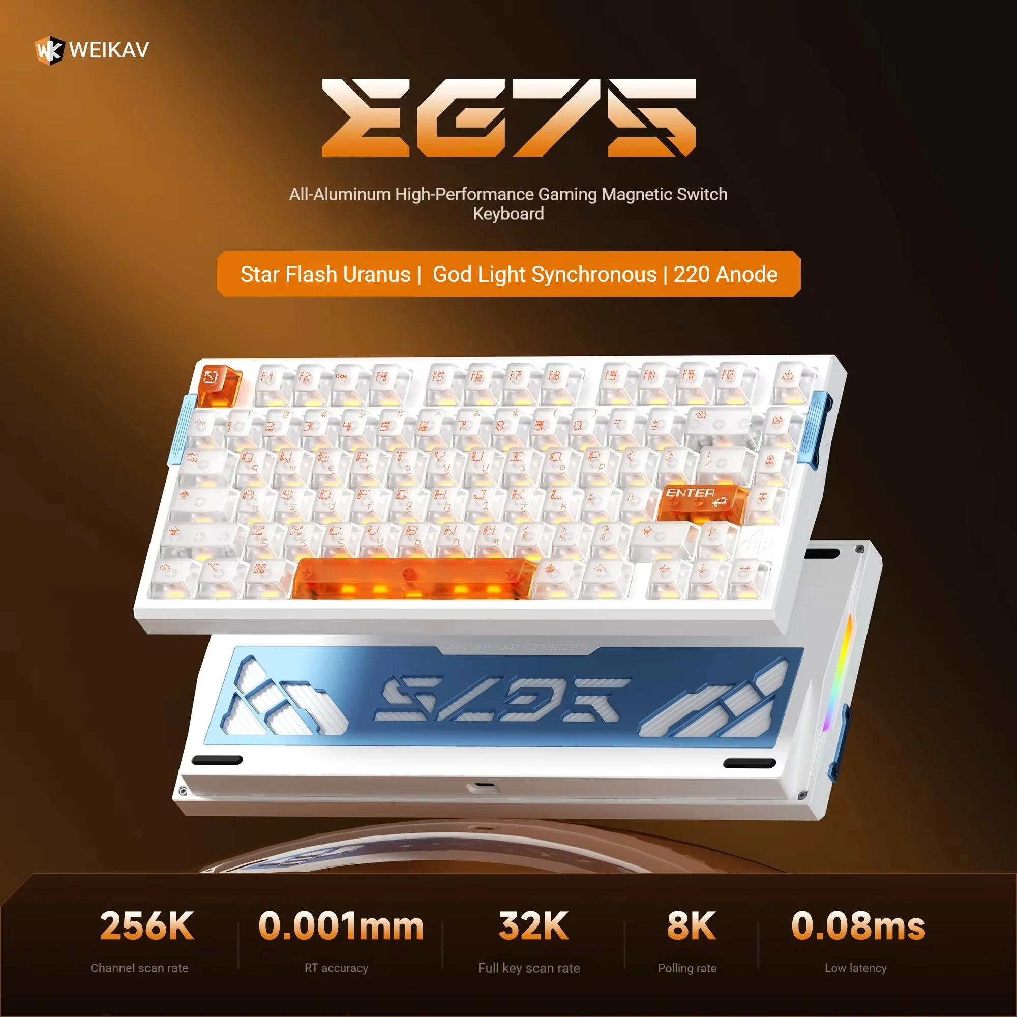 WEIKAV EG75 有線メカニカルゲーミングキーボード フルアルミ合金製