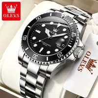 Reloj OLEVS para hombre, marca superior de lujo, diseño de anillo exterior giratorio unidireccional, reloj de cuarzo para hombre, relojes de pulsera impermeables con fecha automática
