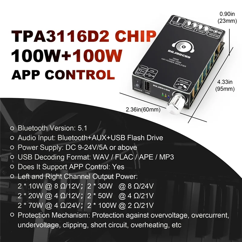 ZK-1002S บลูทูธเครื่องขยายเสียง 100W + 100W 12-24V แรงดันไฟฟ้ากว้างรองรับ USB 3.5 มม.อินพุตโมดูลเสียง