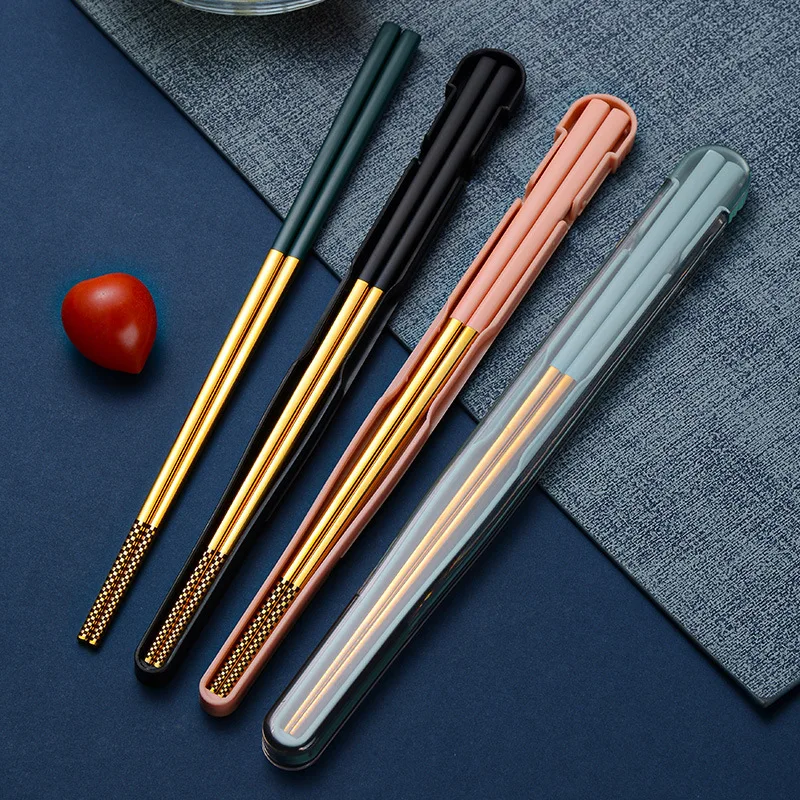 1 Pair Stainless Steel Chinese Chopsticks Japanese Wand Metal Food Sticks Korean Sushi Noodles Chopsticks Reusable Food Stick