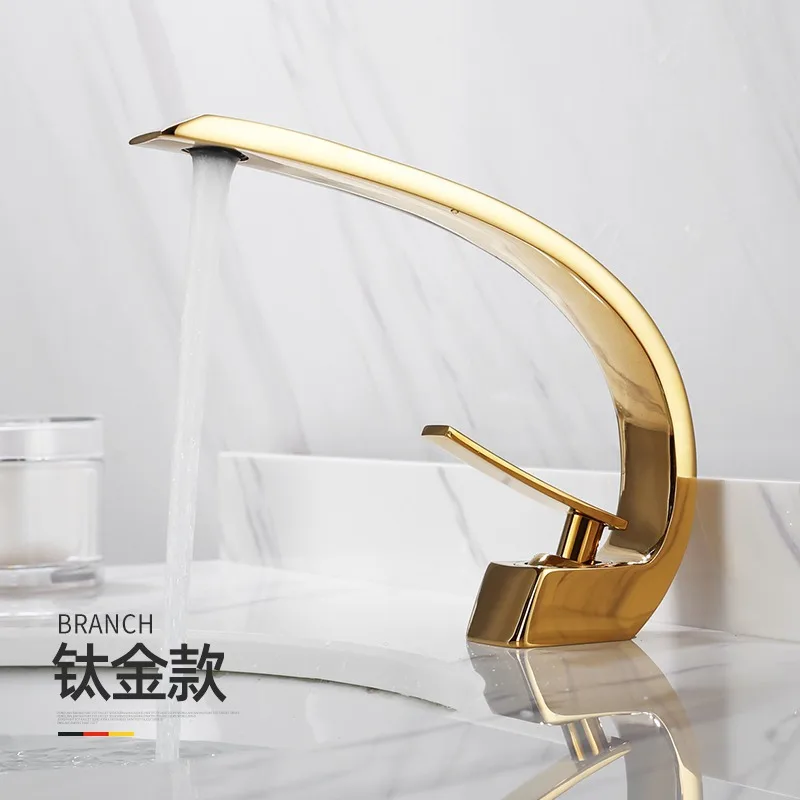 

Black basin faucet, hot and cold all copper sink, washbasin, toilet, bathroom, creative faucet, Nordic