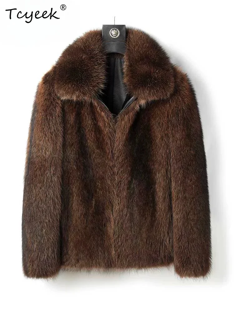 Tcyeek High-end Natural Mink Coat Men Winter Clothes Warm Real Fur Coats Male Real Whole Mink Outerwears Шуба Натуральный Мех