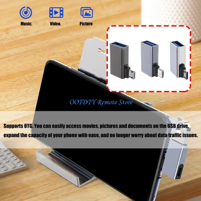 

Aluminum Alloy MicroUSB To USB A Adapters Plugs and Play Solution For External Drive And Mobile Accessories