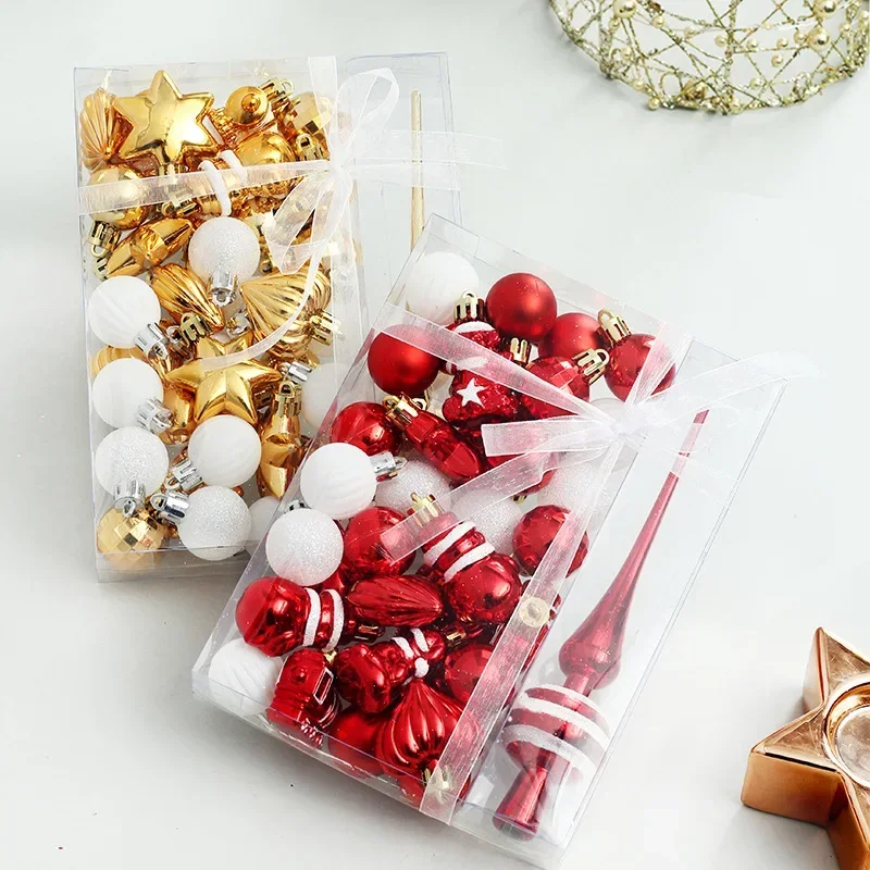 

34 PCS of Christmas Decorations, Painted Christmas Balls Set, Gift Pack, Multi-color Mini Christmas Tree Pendant