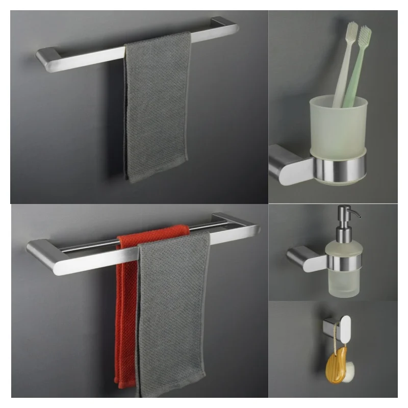 نحى النيكل 304 حمام من الفولاذ المقاوم للصدأ اكسسوارات منشفة رف منشفة بار السنانير منشفة رف حامل الورق فرشاة المرحاض مجموعة