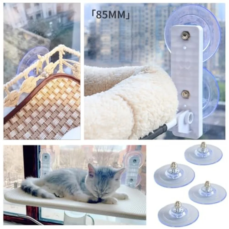 4 szt. Zamienniki przyssawek do legowiska dla kota na okno z śrubami, 85 mm, wytrzymałe, mocne uchwyty wiszące, przyssawki do legowiska dla kota na okno