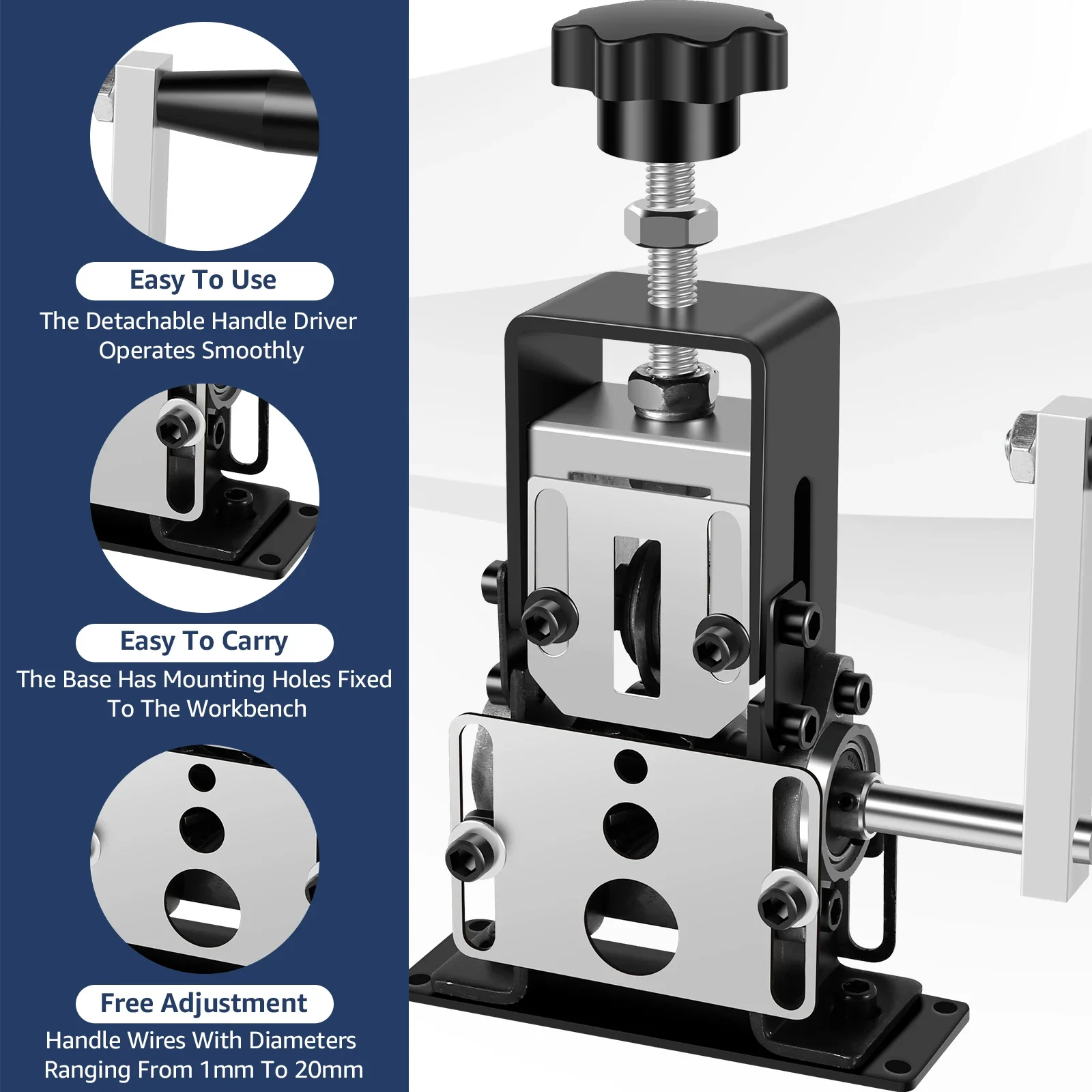 Imagem -02 - Manual Wire Stripping Machine Scrapping Wire Peeler Drill Powered Mão Crank Wire Stripper Ferramenta Gauge Wire 170 mm