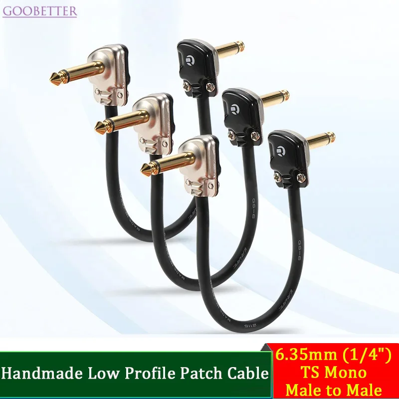 

Handmade Low Profile Patch Cable 6.35mm Flat Plug Guitar Bass Effect Pedal Board Cable Noise-Cancelling Shielding 15/20/30/50cm