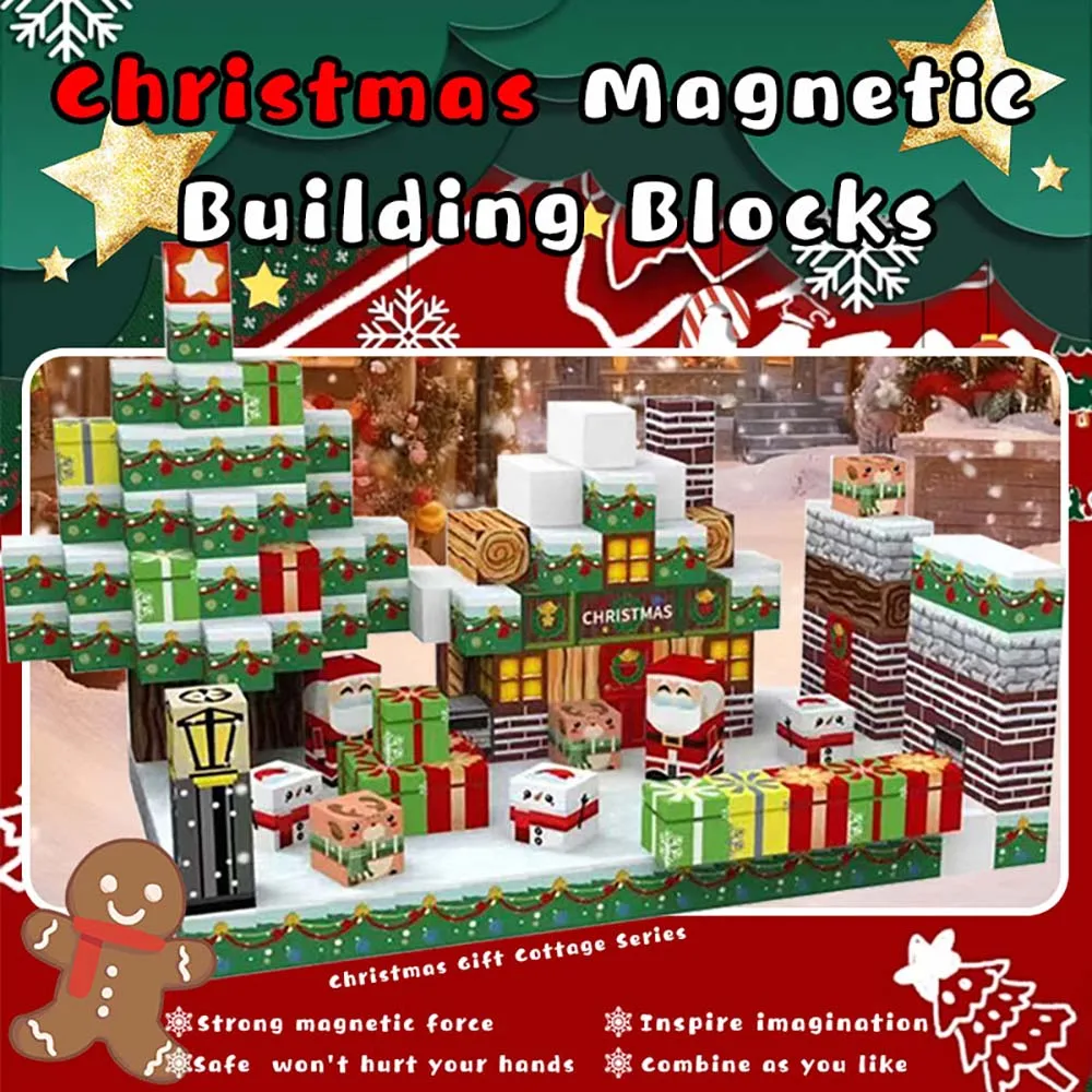 Mundo de natal cubos magnéticos presente blocos de construção empilhamento cubos terno educacional diy brinquedos para crianças eua transporte