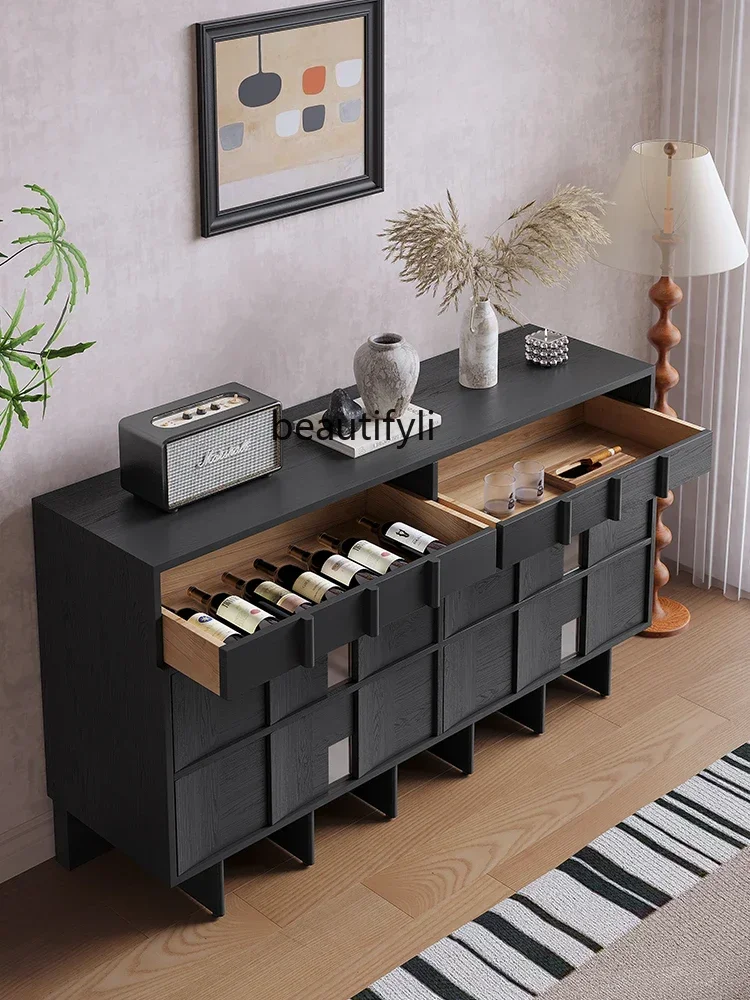 

FH Solid wood entrance, locker, chest cabinet, black living room cabinet, storage cabinet