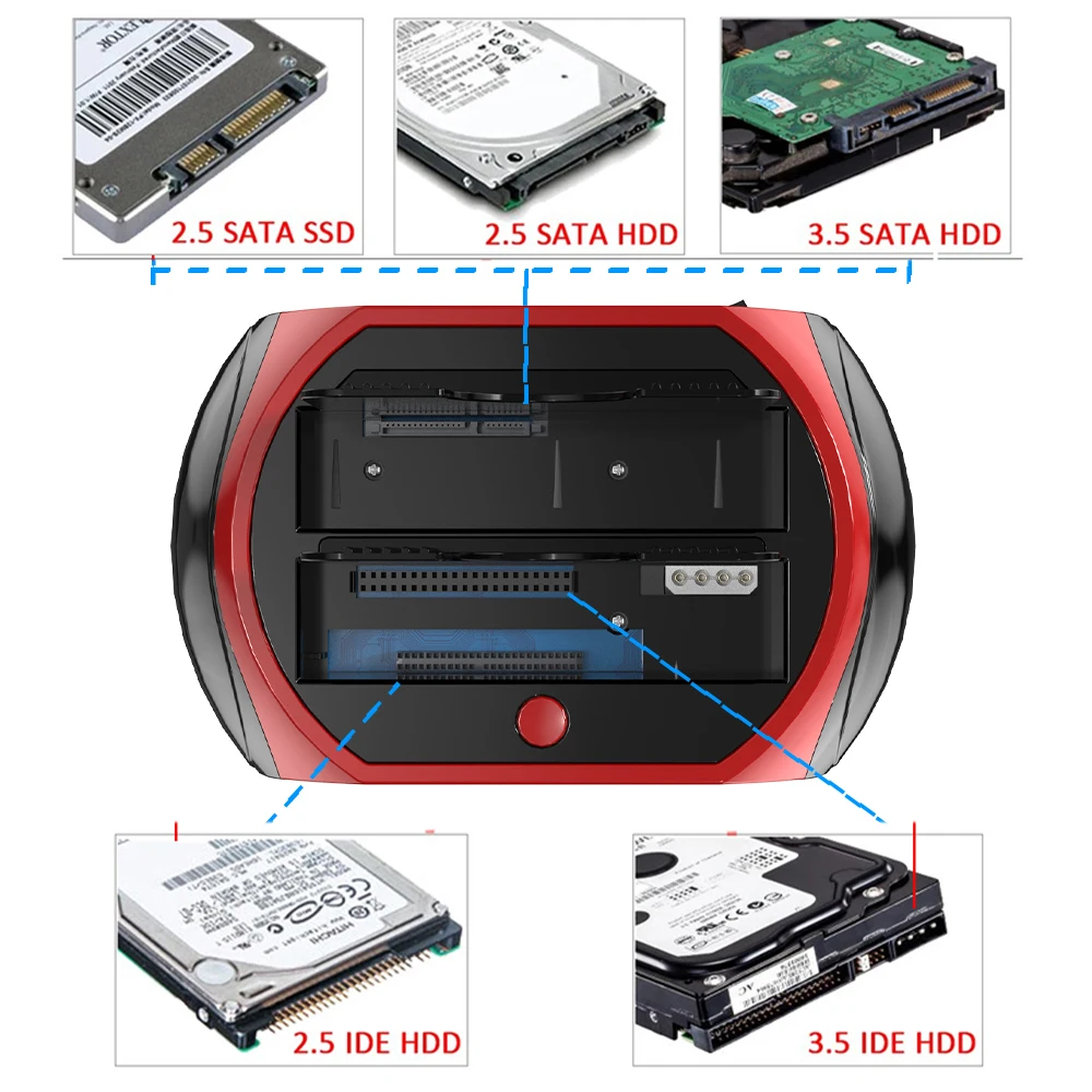 USB 3.0 HDD SSD Docking Station 2.5 3.5 Inch SATA IDE Dual Slots with Card Reader External Hard Disk Enclosure case hd externo