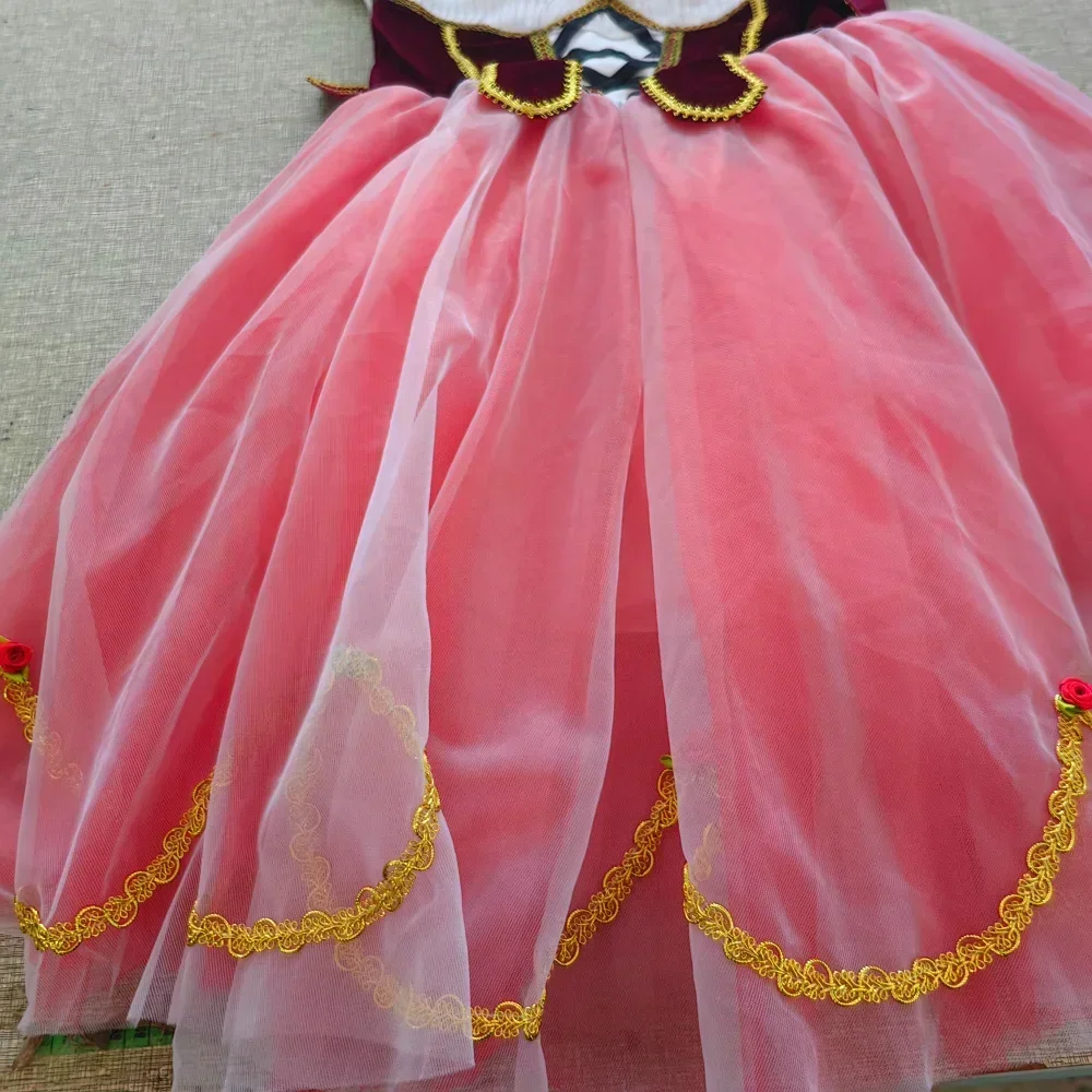 

Профессиональное длинное платье для выступлений, танцев, вишни, редиса, красного балета Жизель, вариационный костюм, детское балетное платье