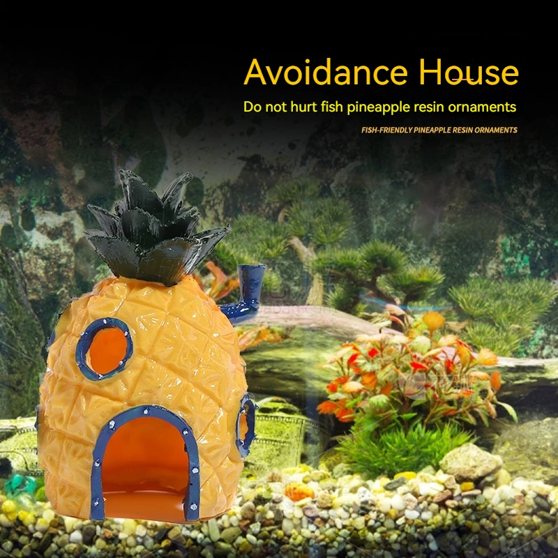 Aquarium Decoration Landscaping Accessories Fish Tank Aquarium Decoration Cartoon Character Pineapple House Decoration