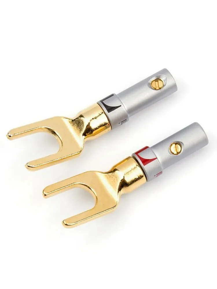 4Pcs Y/ U Type Banana Plug Speaker Plugs Audio Cable Wire Connector Screw Lock Fork Spade Plug Banana Connectors