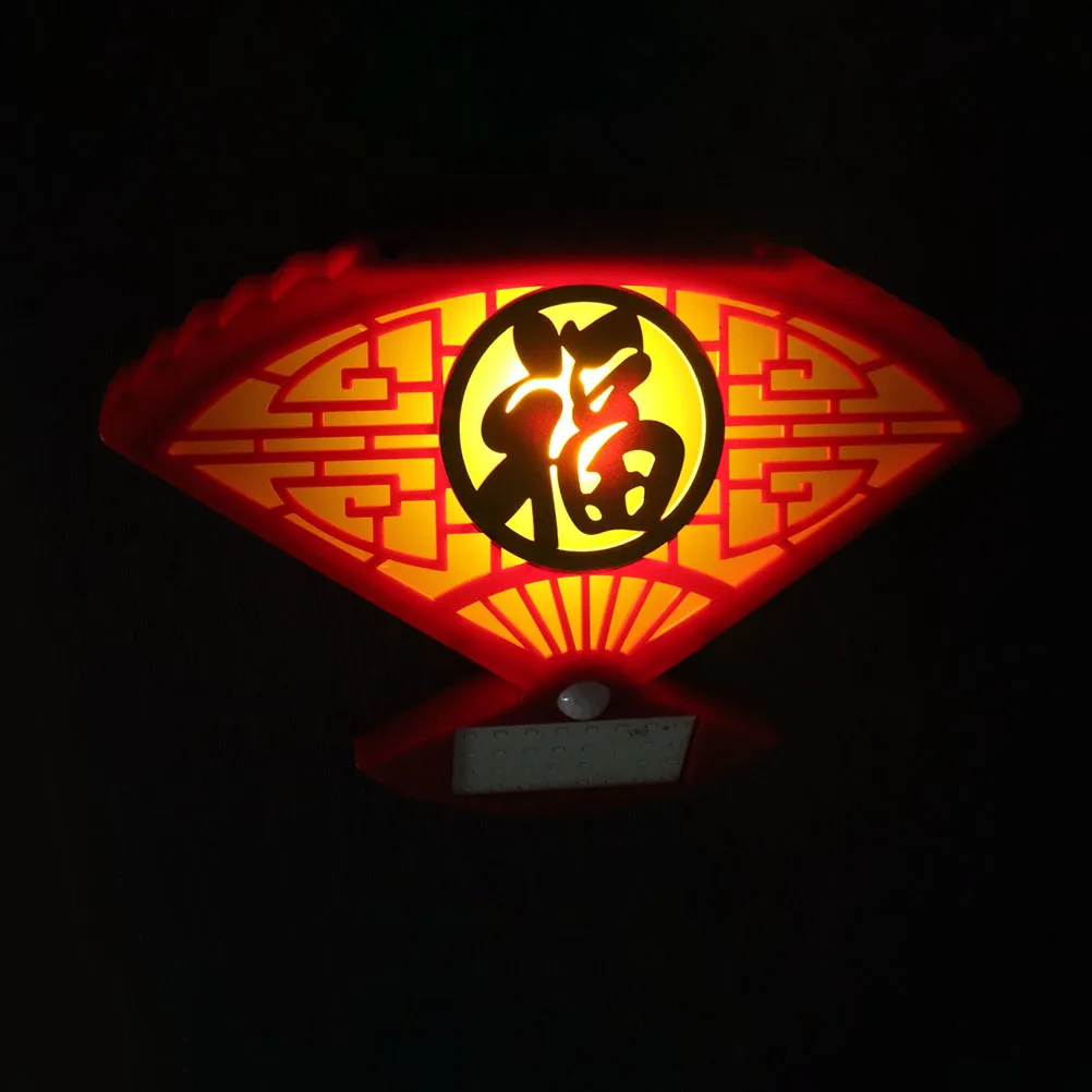 

Solar Fan Shaped Motion Sensor Light for Outdoor Wall Decor Chinese Style Solar Sconce Garden Patio Pathway Driveway Fence Deck