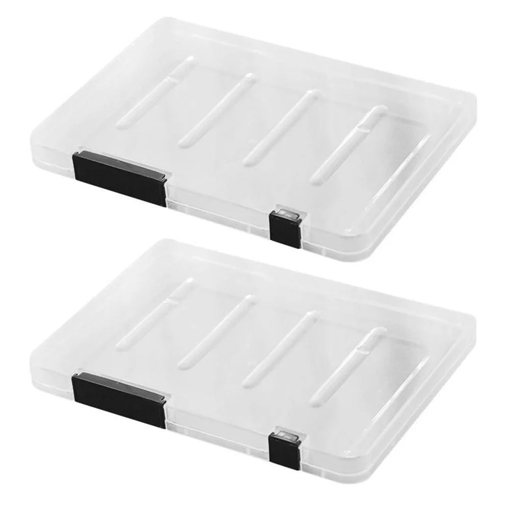 2 Pcs File Storage Box Document Organizer Documents Container Folder Plastic Files Holder Certificate Case