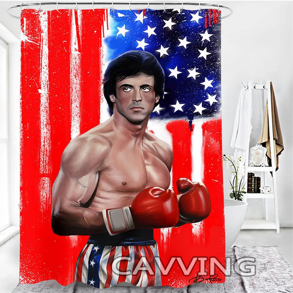 ROCKY BALBOA 3D Shower Curtains Waterproof Bathroom Curtain Anti-slip Bath Mat Set Toilet Rugs Carpet Home Decor H02