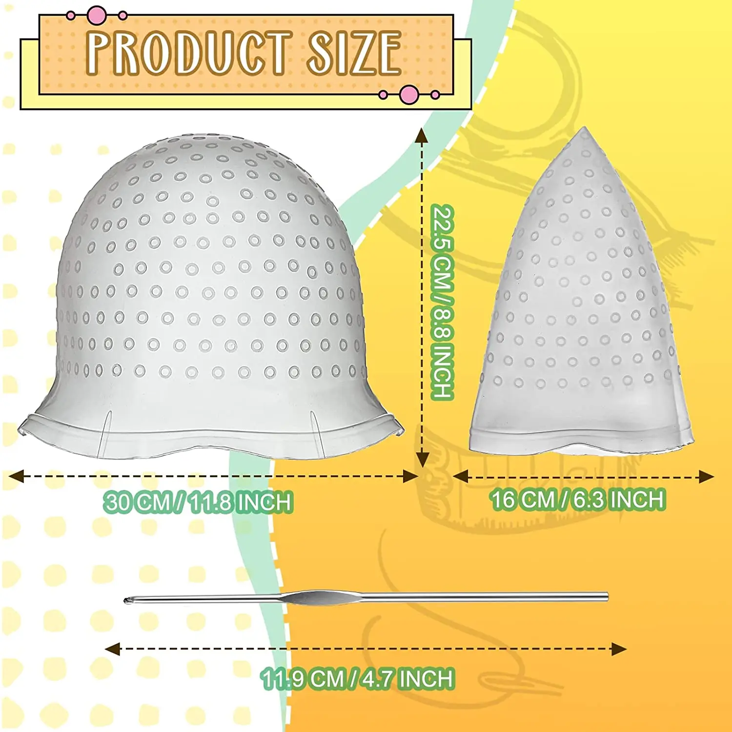 Farbowanie włosów Highlighting Cap Silikonowa czapka wielokrotnego użytku Pull Through Caps do farbowania włosów Frosting Cap z haczykiem