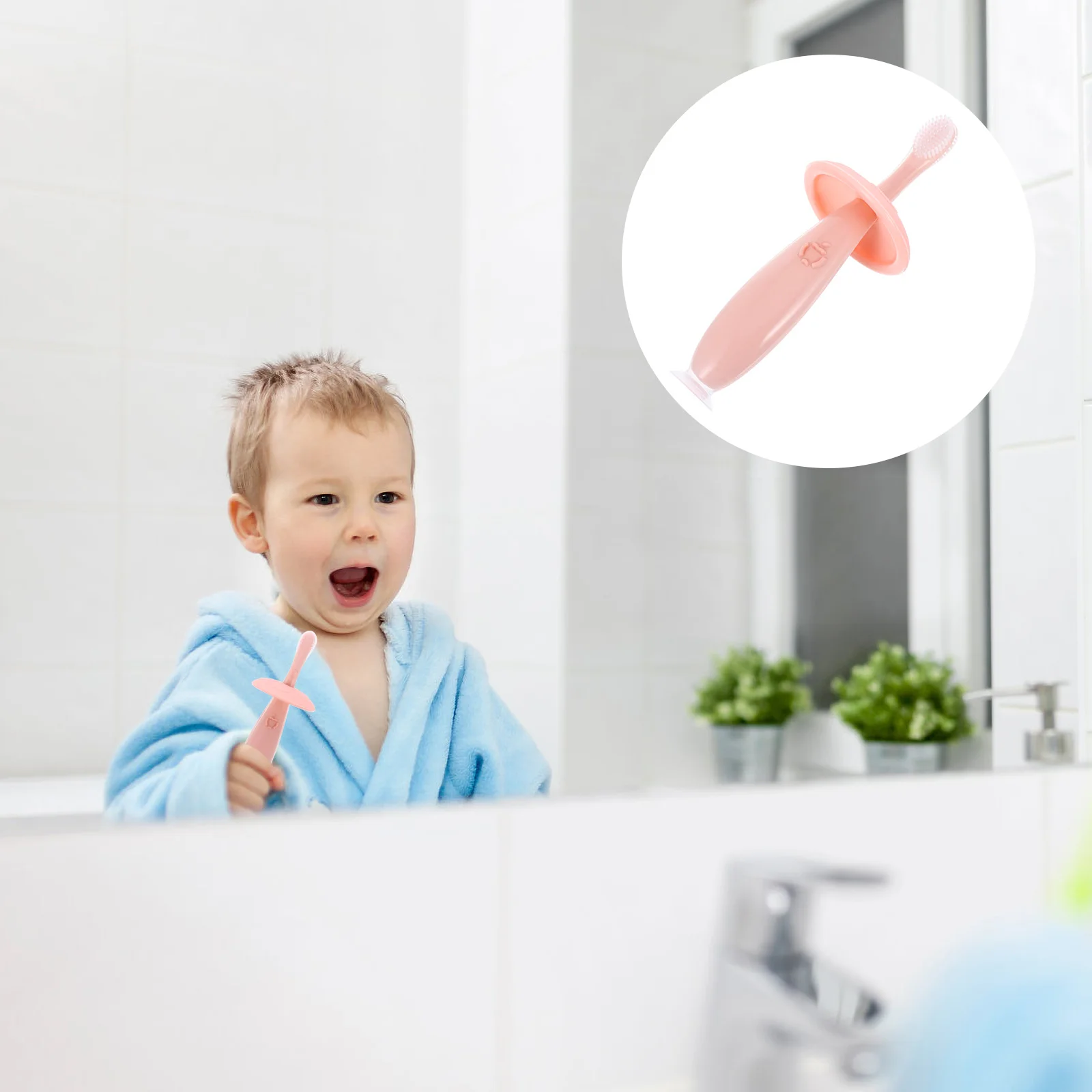 

1 Set Silicone Baby Toothbrush Soft Oral Care Brush Fine Bristles Non-Slip Handle Portable Training Toothbrush For