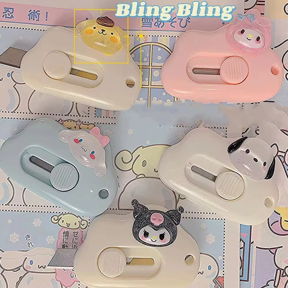 Utility Knifes Sanrio Cartoon Paper Cutters Mymelody Pochacco Kuromi Anime Cutting Paper Blade Cute Portable Office Stationery