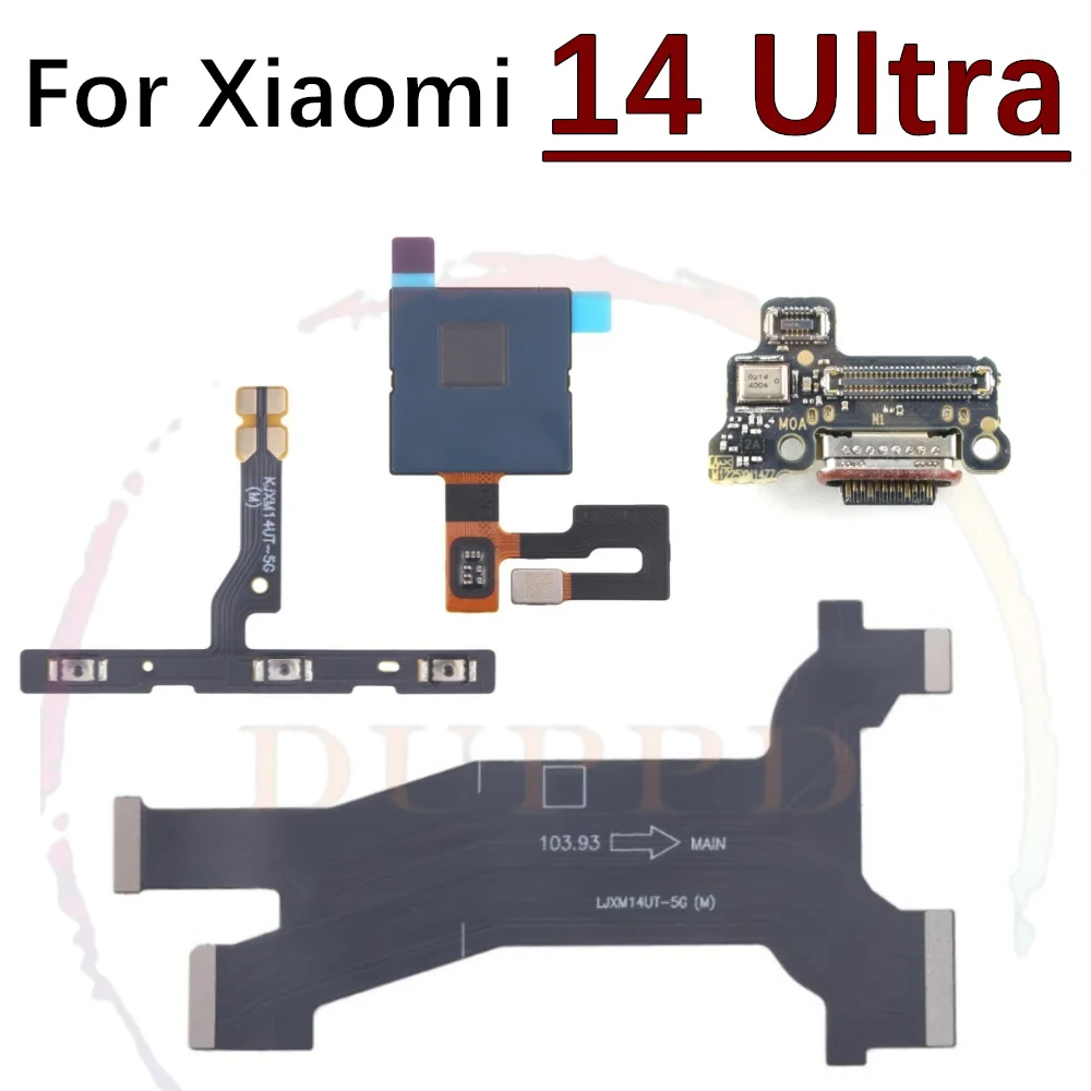 

Плата USB-порта для зарядки для Xiaomi 14 Ultra Mi 14 Ultra, датчик отпечатков пальцев, материнская плата, основной гибкий кабель