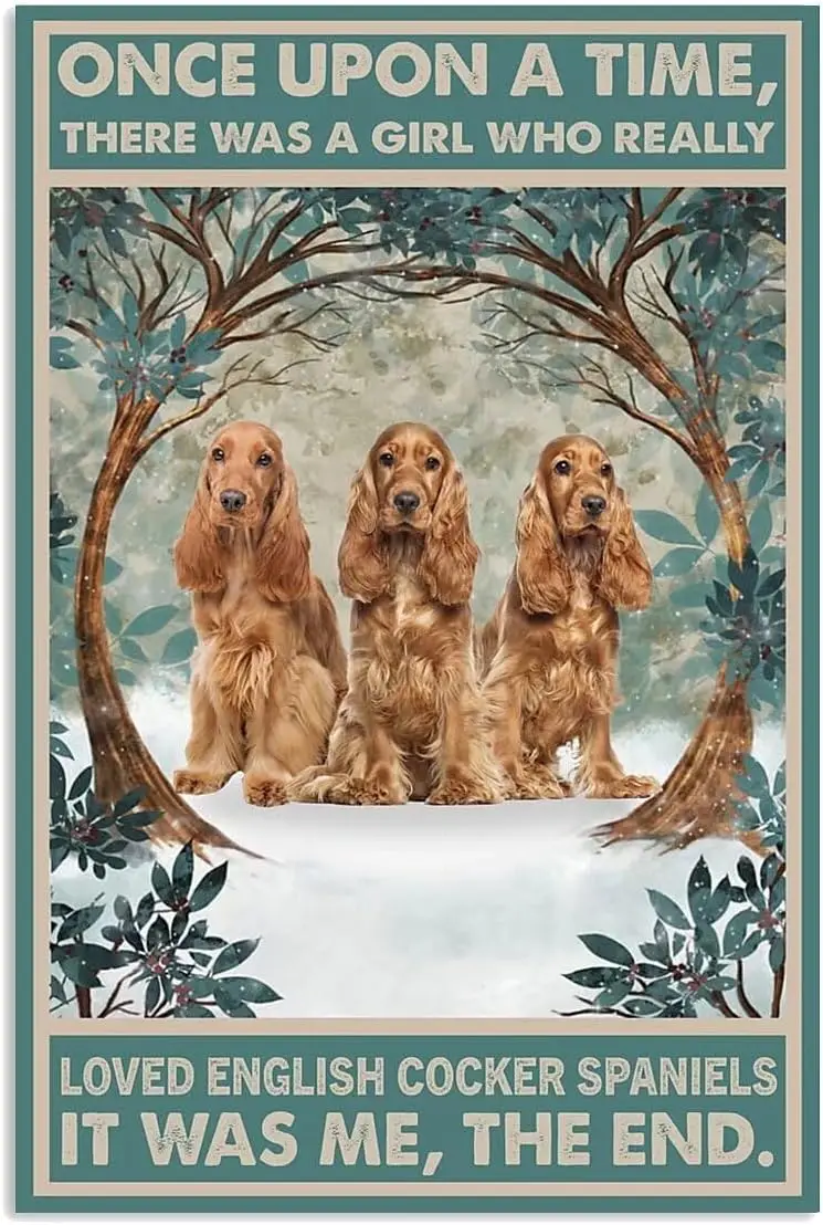 Vintage Decor Cocker Spaniels Metal Tin Sign Home Decor Art Decor Tin Signs Painting 12x8 Inch