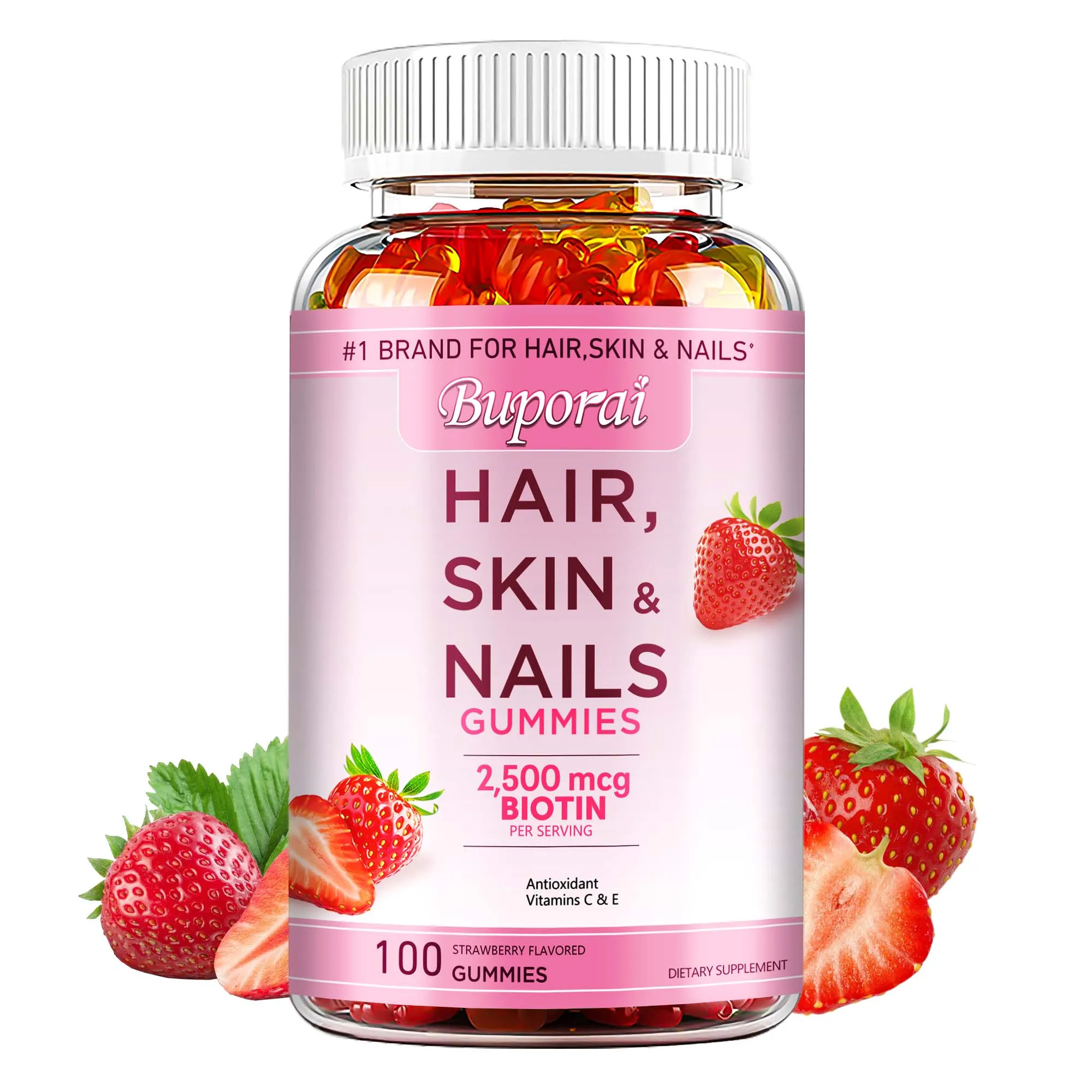 

Hair, Skin and Nails Gummies - Antioxidant, Brightens Skin, Supports Hair,Skin & Nails Health,Boost Immunity, Maintains Vitality