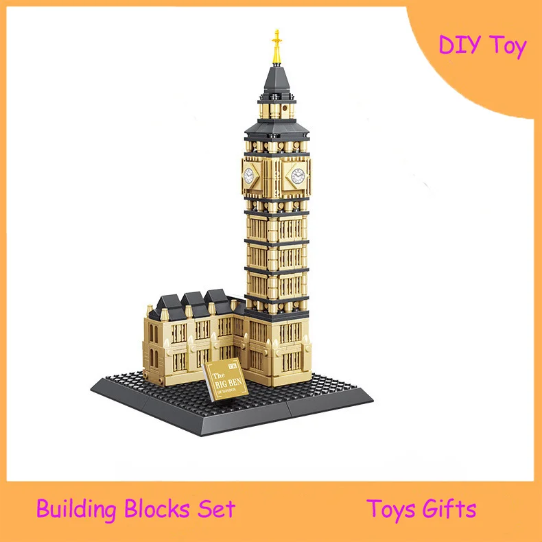 Creative Building Blocks Model London Elizabeth Tower Toy Blocks Set Architecture Printed Assemble Bricks Toys Birthday Gifts