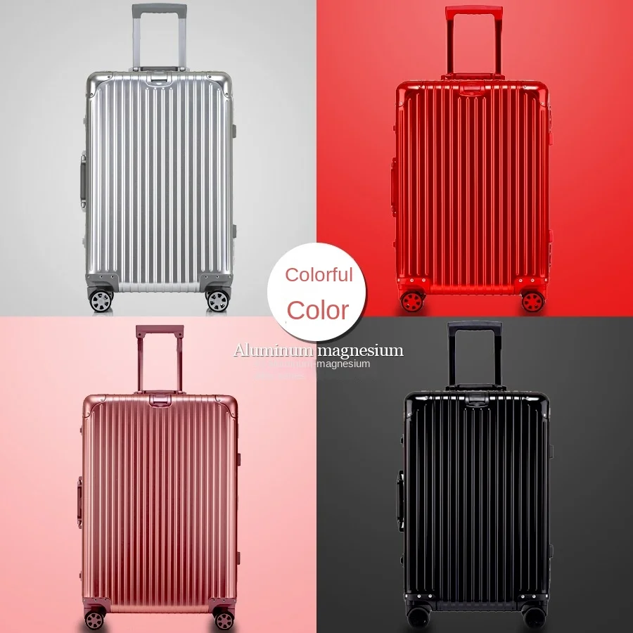 100% All Aluminum-magnesium Alloy Suitcase 20"28"32" Inch Aluminum Trolley Password Luggage Metal Large Size Luggage Travel Bag