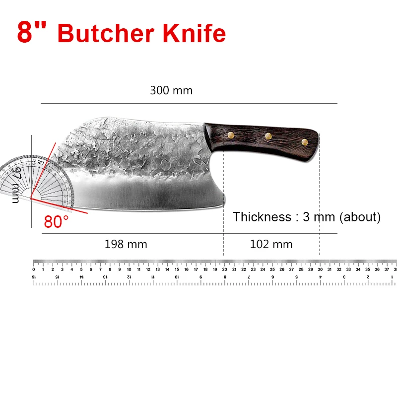 Handmade Forged Kitchen Knife Chef Knife High-carbon Bone Chopper Traditional Butcher Cleaver Slicing Knife Cooking Tools