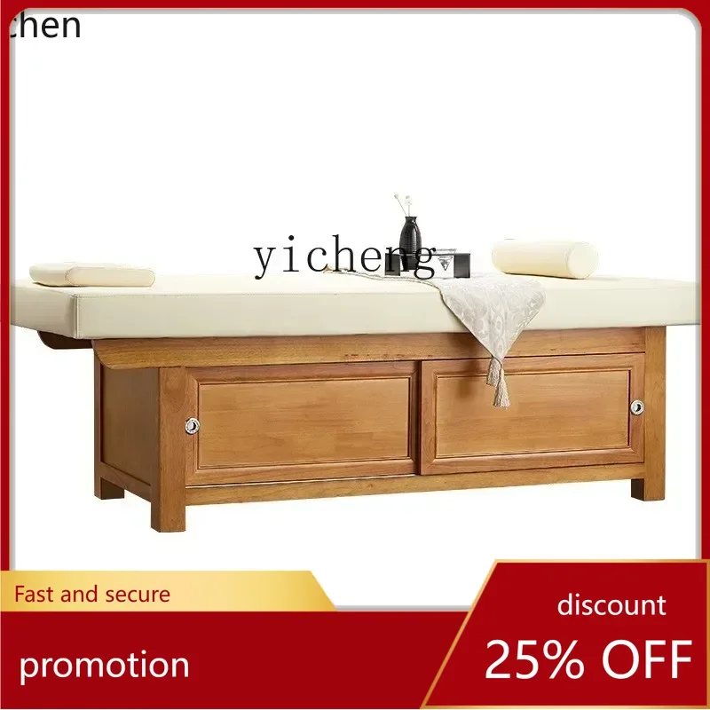 ZMLSolid Wood Facial Bed Beauty Salon Special Latex Wooden with Chest Hole