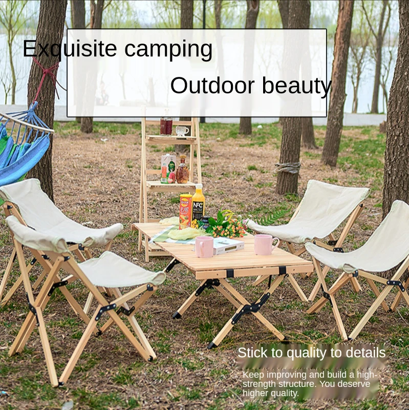 

Table Outdoor Folding Tables and Chairs Portable Set Table Solid Wood Dining Table Picnic Camping Camping Equipment Supplies