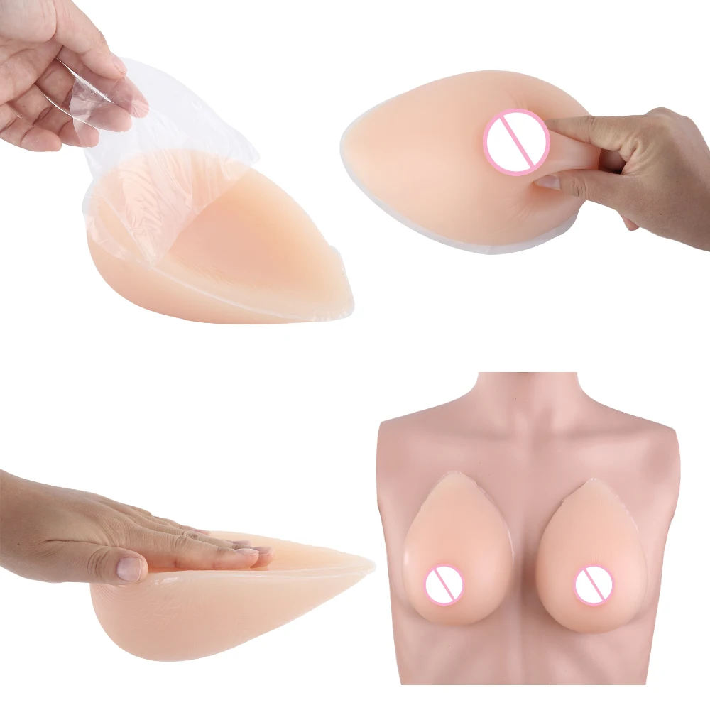 IVITA 1 Pair No Areola Drawn Realistic Self-adhesive Silicone Fake Breasts Form Fake Boobs for Crossdresser Prosthesis Cosplay
