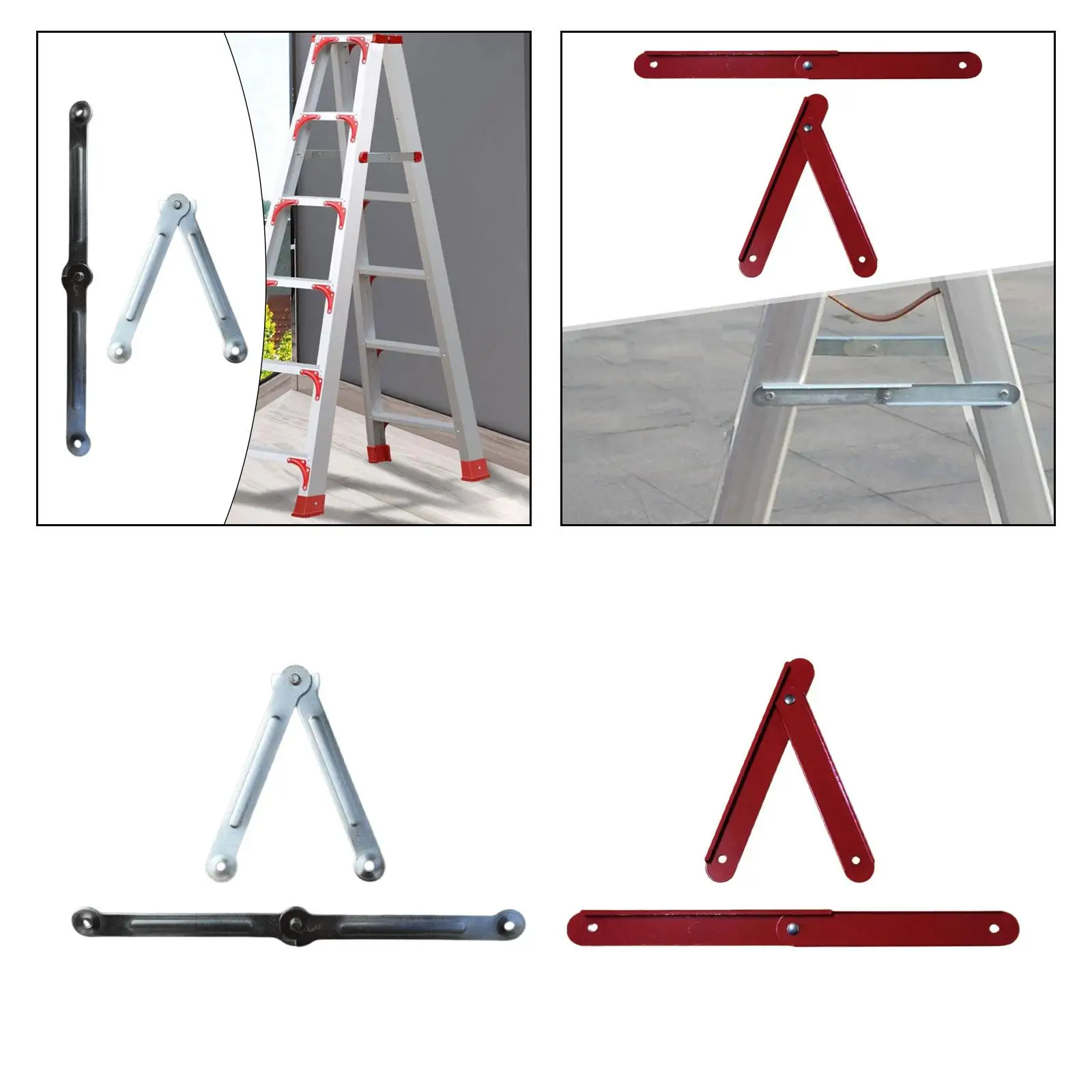 2Pcs Folding Step Ladder Hinge Replacement Kits Metal Bracket Stepladders Reinforced Tie Rod Ladder Leveler Accessories