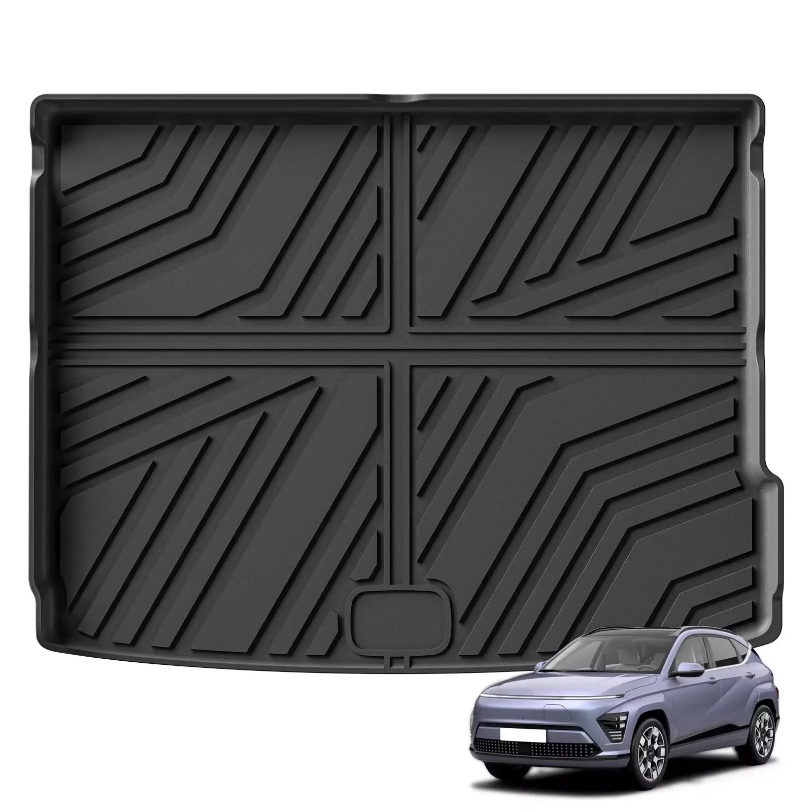 for Hyundai Kona Electric 2023 2024 TPE 3D Car Rear Trunk Pad Cargo Liner Trunk Mat All Weather Black Protection