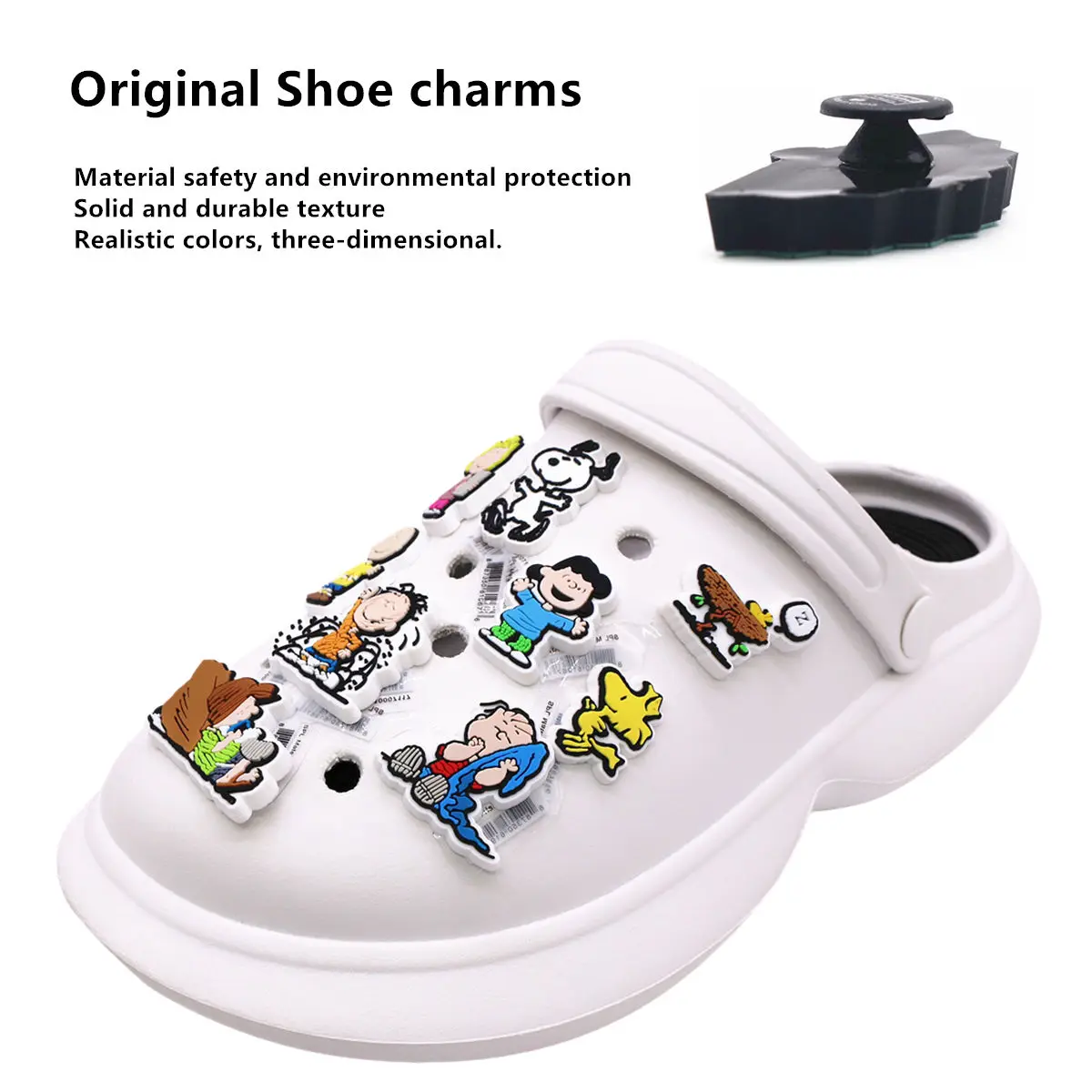 9 Pack Original Cartoon PVC Shoe Charms Designer Sandal Upper Decorations Accessories Cute White Hound Shapes Clog Clips Buckle