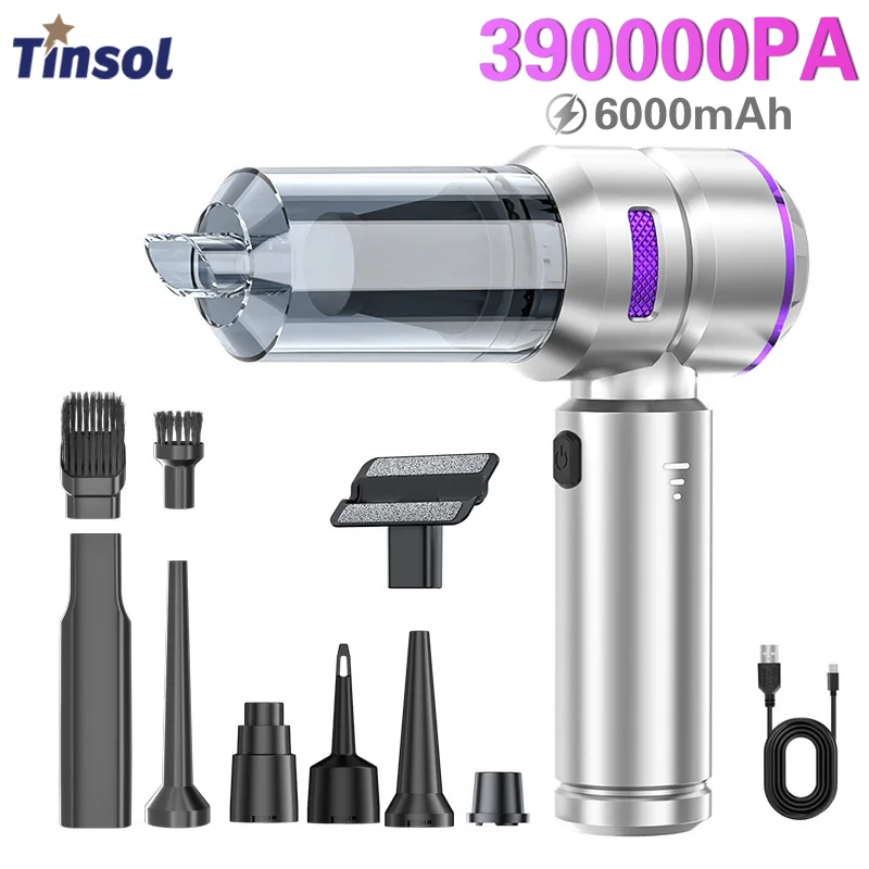

Портативный беспроводной пылесос TINSOL 390000Pa с мощным всасыванием, ручной пылесос для дома и автомобиля