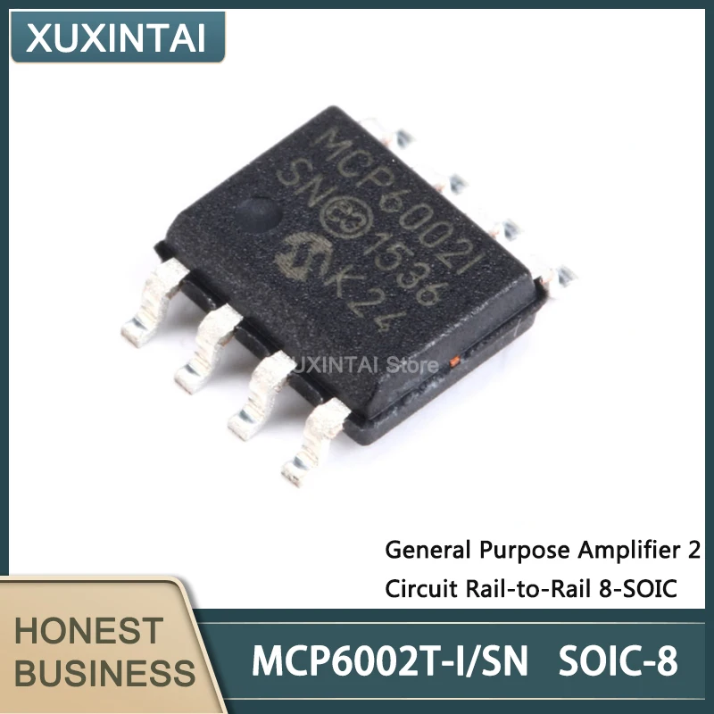 50Pcs/Lot New Original MCP6002T-I/SN MCP6002 SOIC-8  General Purpose Amplifier 2 Circuit Rail-to-Rail