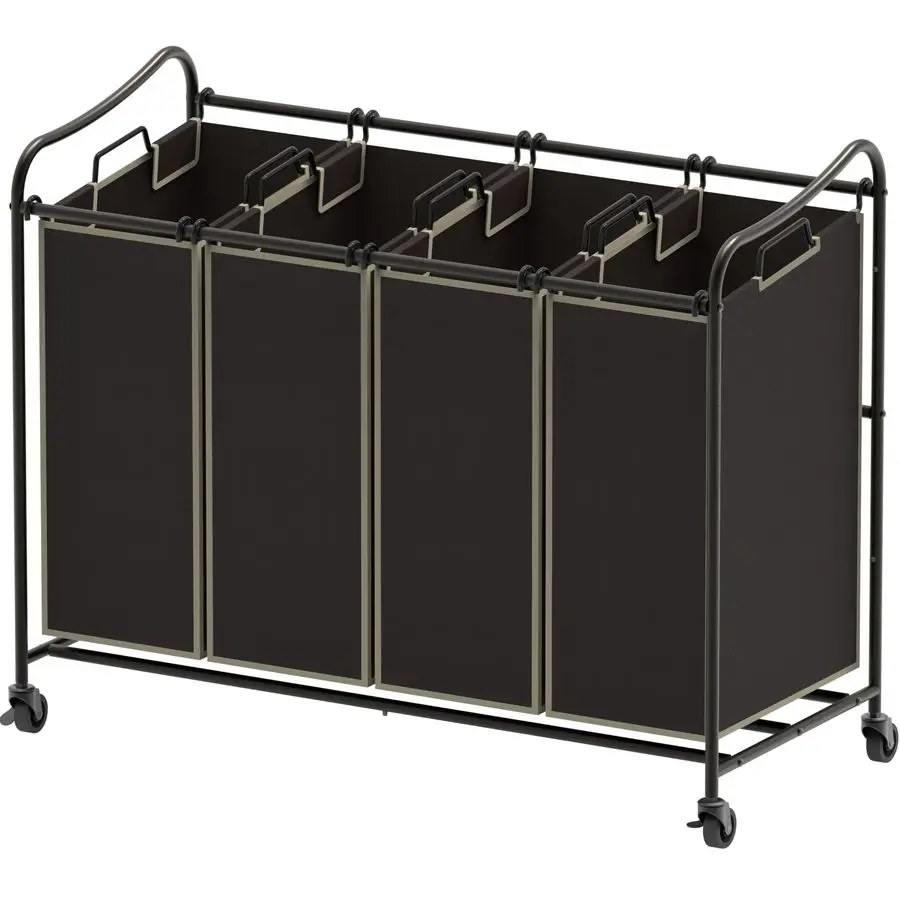 

4Bag Heavy Duty Laundry Sorter Rolling Cart, Brown