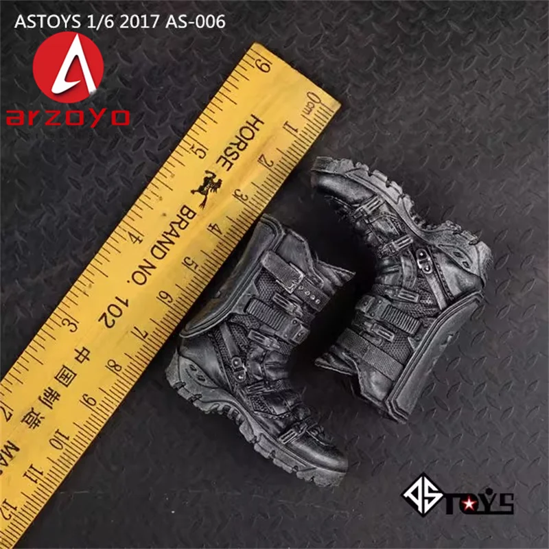 ASTOYS AS006 AS026 1/6 Schaal Zwart Solid Combat Tactische Laarzen Falcons Combat Boots Model voor 12 ''Afneembare Voeten Action Figur