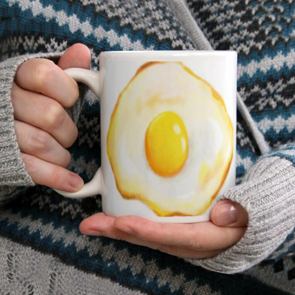 

Fried egg isolated colorful illustrationCoffee Mug Tea Cup 11oz Coffee Cup Funny Birthday Ceramic Mug Personalized Cup