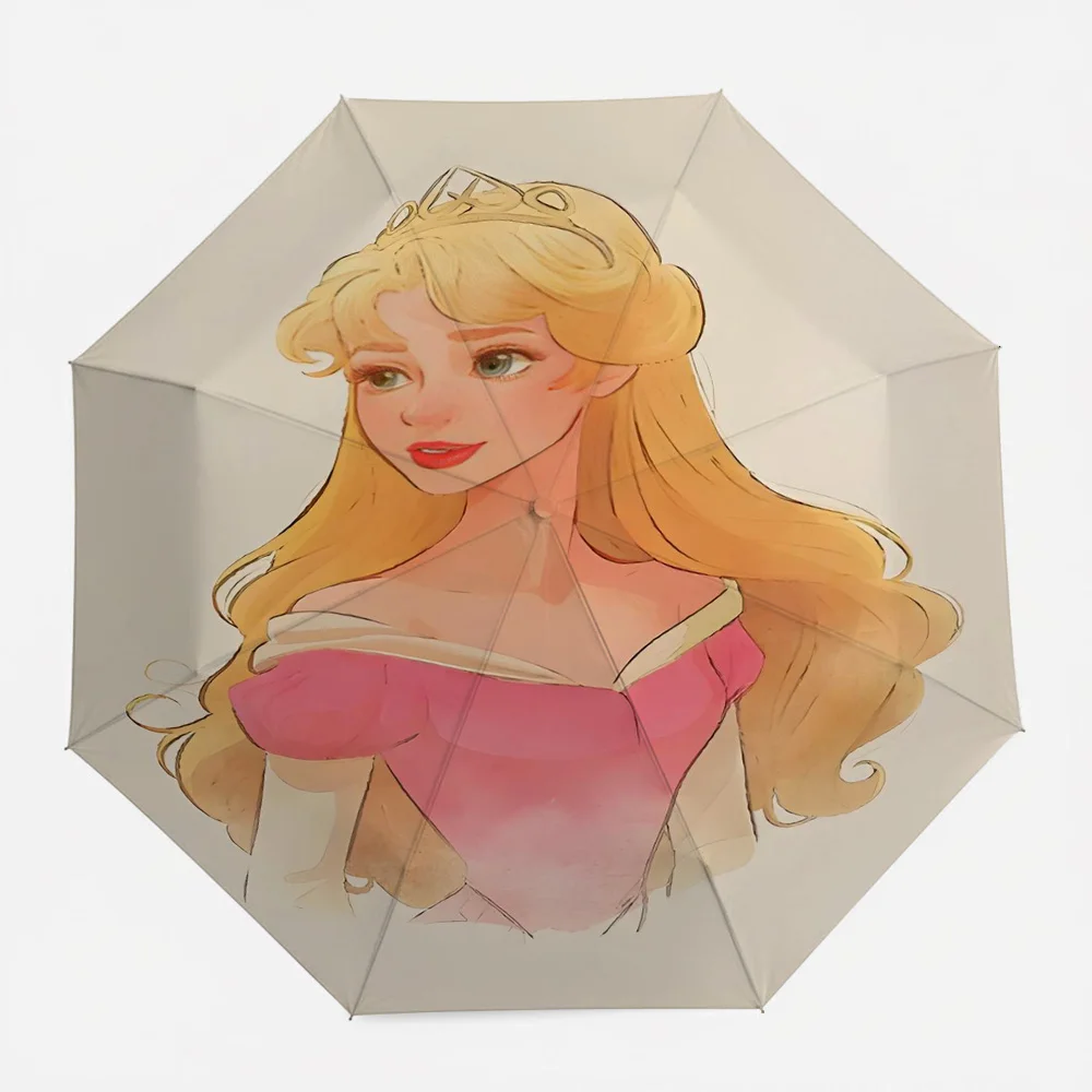 

Disney Princess Aurora Watercolor Art Automatic Tri-Fold Umbrella, Waterproof Anti-UV Windproof Compact Travel Umbrella for Girl