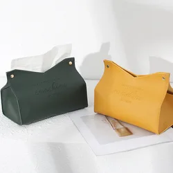 ins style leather tissue box high-end car paper box Nordic light luxury tissue storage box living room napkin box