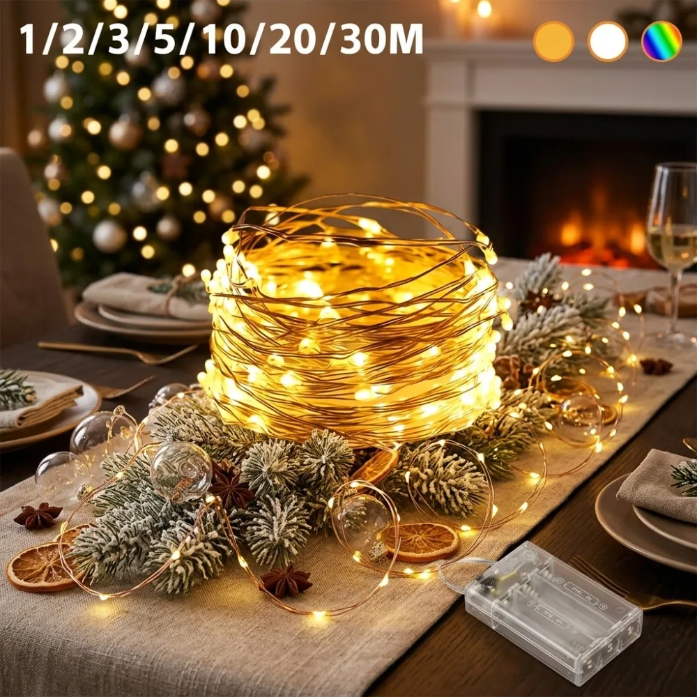 LED Fairy Lights Battery Powered Twinkling Copper Wire String Lights Warm White Color for Christmas Wedding Party Table Decor