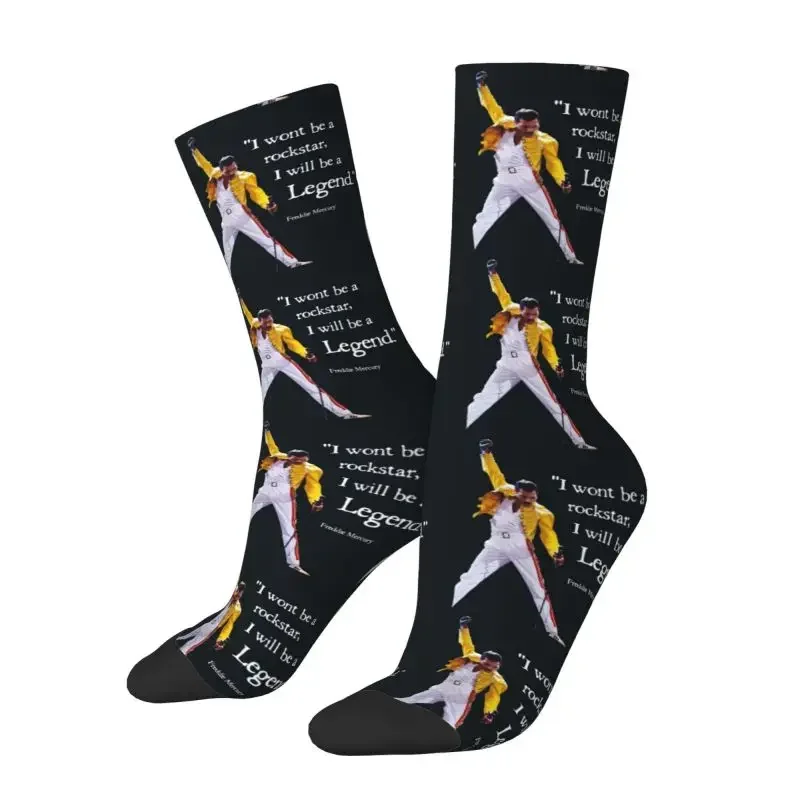 Y2K rock legend Freddie Mercury Men Women crew unisex fashion 3D printed British singer dress socks