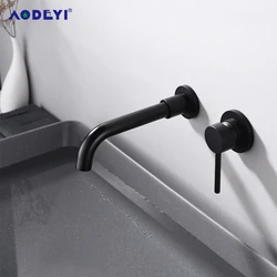 Black Bathroom Sink Faucet  Brass Tap Hot Cold Wash Basin Water Swivel Spout Wall Mounted Bath Mixer Brushed Gold Gunmetal